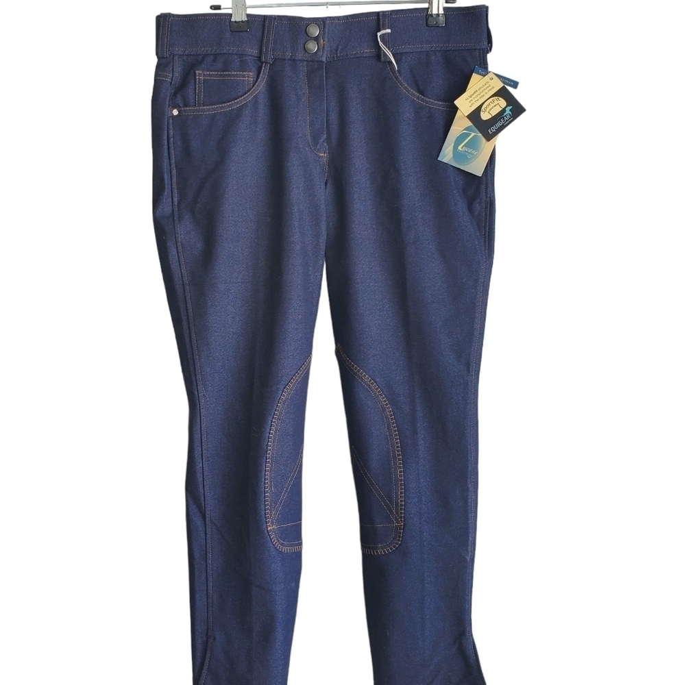 Tuscany Equigear Equestrian Knee Patch Breech - Blue Denim *NEW w/tags sz 32